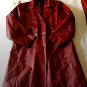 KC Women's Red Leather Coat